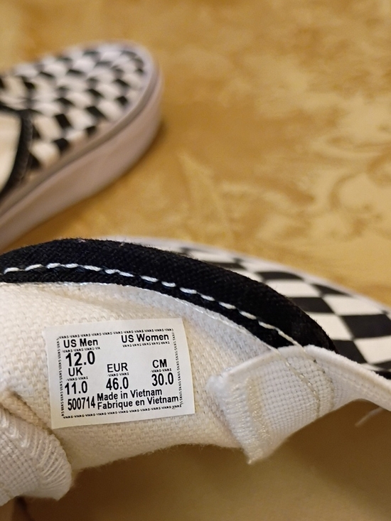 VANS Checkerboard Slip-On Loafers - Black & White Men\'s 12.0 Women\'s 13.5 main image 8